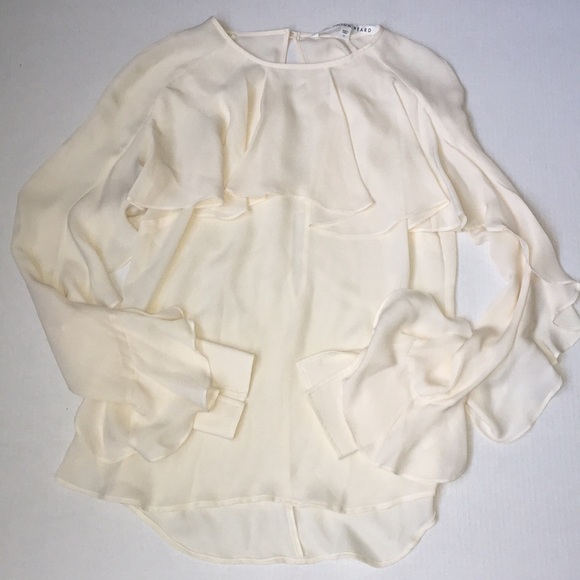 Veronica Beard Cream Ruffle-Sleeve Silk Blouse Size 0 - Picture 3 of 8